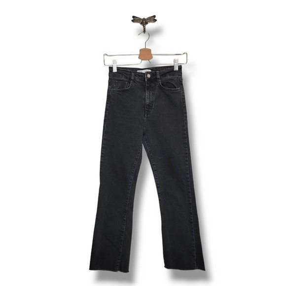 Zara Denim - Zara Black High Waisted Mini Kick Flare Crop Jean 2